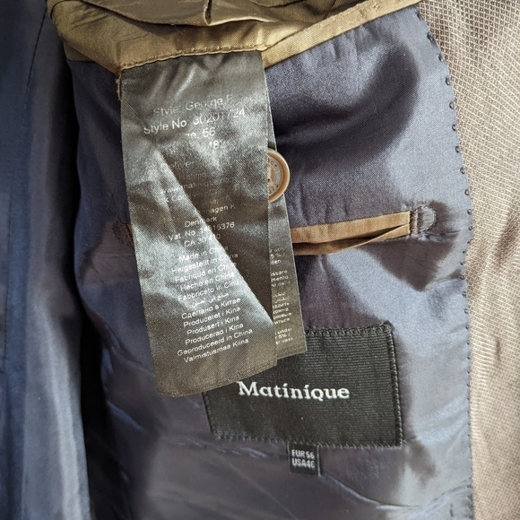 Matinique George F brown blazer suit jacket size 46 - Picture 5 of 14